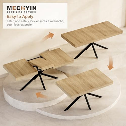 Extendable Dining Room Table for 4 6 8,55"-70" Kitchen Table Leaf,Oak | Expandable Rectangle Dining Table,Wood Dining Table w/ Hidden Leaf & Storage, Space Saving, Kitchen Dining Living Room,Modern - color: Removable Leaf 55"-71" Oak