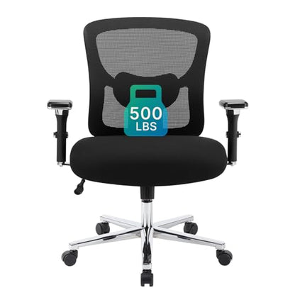 DUMOS Big and Tall Office Desk Chair, Ergonomic Mesh Computer Chair | Comfortable Lumbar Support, 4D Armrest, 500lbs Heavy Duty, Wide Seat, 360° Swivel Rolling Wheels, Adult, Ink - color: Ink