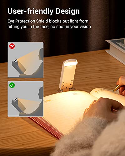 DEWENWILS USB Rechargeable Book Reading Light, 3000K Warm White, Brightness Adjustable Clip on LED Bookmark Lamp at Night in Bed, Portable Booklight for Bookworms, Kids - color: White
