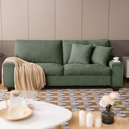 DOPEDIO 88.58" Chenille Loveseat Sofa, Green, Modern Couch for Living Room | Removable washable cover,pocket spring cushions, solid wood frame, easy assembly for apartments, ideal for small spaces - size: 88.58 inch, style: Green Chenille