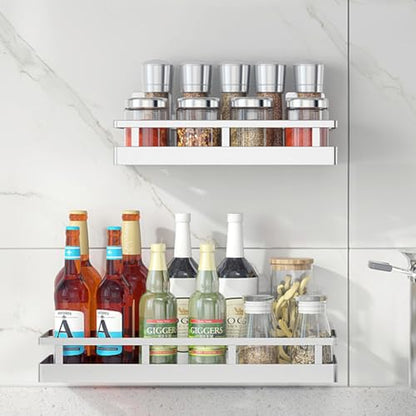 2PCS Kitchen Spice Rack, SUS304 Stainless steel Wall Mount Storage Rack, Seasoning Container, 11.8Inch Spice Organizer, Kitchen Seasoning Hanging Rack, Bathroom Shelf for Storing Toiletries - size: 11.8Inch 2PC