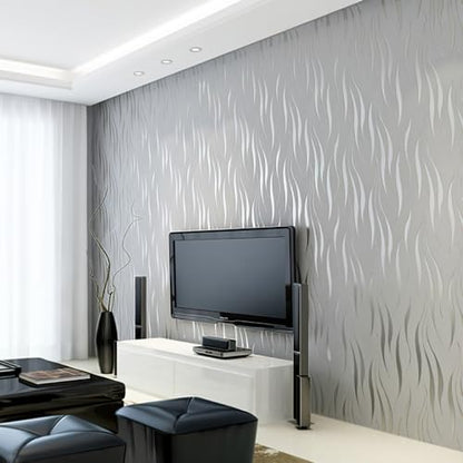 mamonhome Silver Gray Self Adhesive Removable Wallpaper Peel and Stick Wallpaper for Livingroom, Bedroom, Kitchen, Bathroom. (Water Waves(Non-Adhesive)) - color: water waves(Non-adhesive)