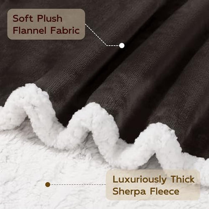 BEAUTEX Sherpa Fleece Throw Blankets Soft Fluffy Flannel Plush Cozy | Fuzzy Coffee Cuddle Blanket for Couch, Bed, Sofa, Adults (50" x 60", Coffee) - color: Coffee, size: Throw-50"x60"
