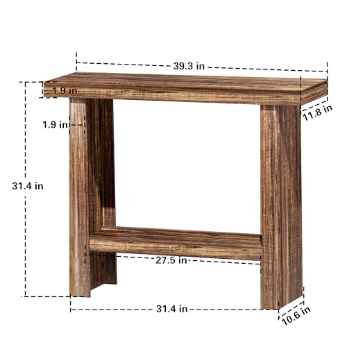 LIFECHOVY Farmhouse Wood Entryway Table Narrow Console Tables with Storage | Behind The Couch Sofa, Entrance Side Table with Shelves for Hallway, Living Room, Foyer, Rustic Brown - color: Rustic Brown