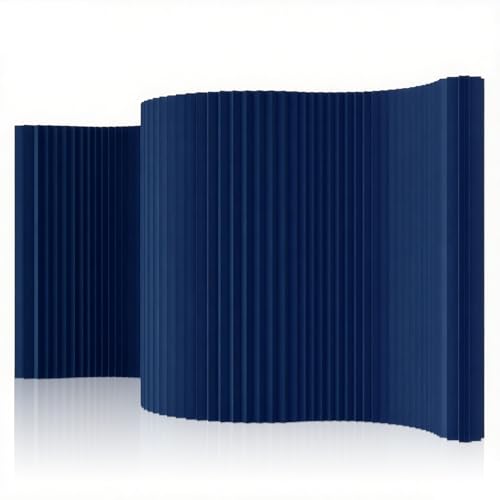 Accordion Room Divider, Folding Paper Partition Wall Divider | Freestanding Privacy Screen for Office, Commercial Layout, Home & Clothing Store, Easy to Store-Dark blue, L79in x H70in - color: Dark Blue, size: 79"L x 70"H