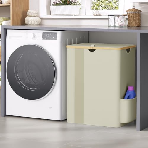 BlissTotes 150L Laundry Basket Hamper with Lid & Removable Bag,Beige | Clothes Laundry Hamper with Handles,Breathable Design Hamper for Bedroom, Bathroom, Dorm, Laundry Room - color: Beige, size: 150l