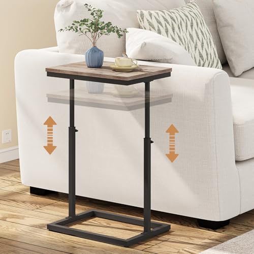 TUTOTAK End Table, Side Table, Tall Couch Table, Sofa Table | for Living Room, Bedroom, Greige TB01BG083P - color: Greige, size: 1 Pack, style: Large