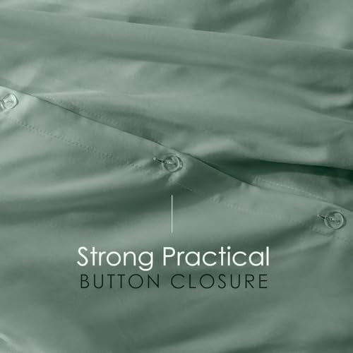 Hearth & Harbor 7 Piece Queen Duvet Cover & Bed Sheet Set, Sage Green | Soft Double Brushed Bedding Set, All Season, Easy Care, Includes Duvet Cover, Fitted Sheet, Flat Sheet, Pillowcases & Shams - color: 13 - Sage Green, size: Queen 7-Piece Set (no comfo