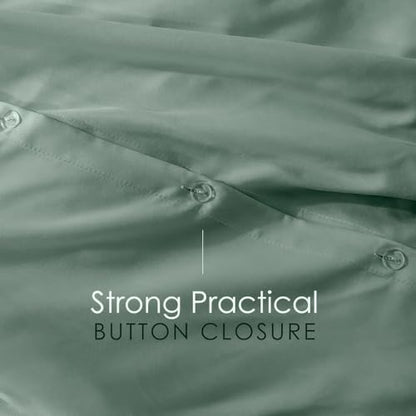 Hearth & Harbor 7 Piece Queen Duvet Cover & Bed Sheet Set, Sage Green | Soft Double Brushed Bedding Set, All Season, Easy Care, Includes Duvet Cover, Fitted Sheet, Flat Sheet, Pillowcases & Shams - color: 13 - Sage Green, size: Queen 7-Piece Set (no comfo