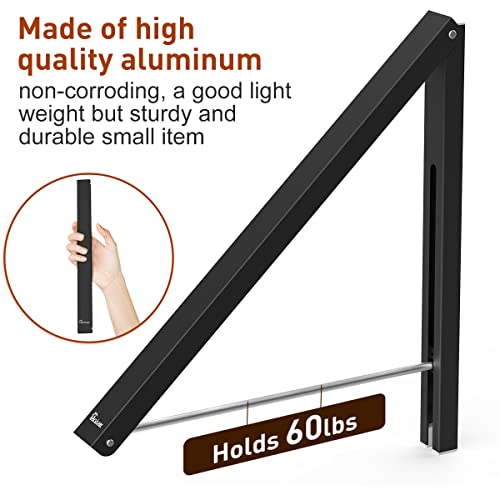 Laundry Room Clothes Rack - Wall Mounted Retractable Folding Clothes Hanger Drying Rack for Laundry Room Closet Storage Organization, Aluminum, Easy Installation (Black) - color: Black