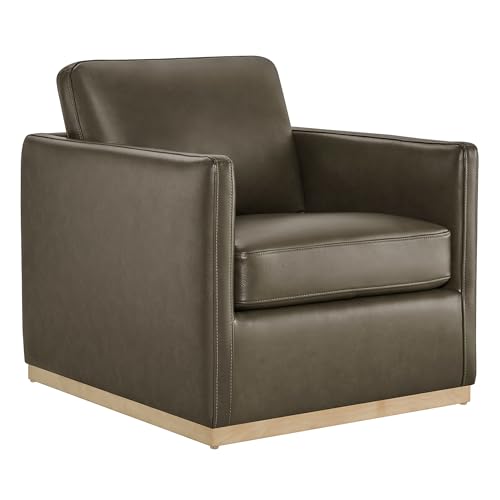 CHITA Genuine Leather Swivel Chair, Wood Frame, Fully Assembled, Mink Brown | Leather Arm Chair with 360° Swivel Solid Wood Base, Mid Century Modern Living Room Chair, 33"Dx30"Wx33"H, 300 Lb Capacity - color: Mink Brown