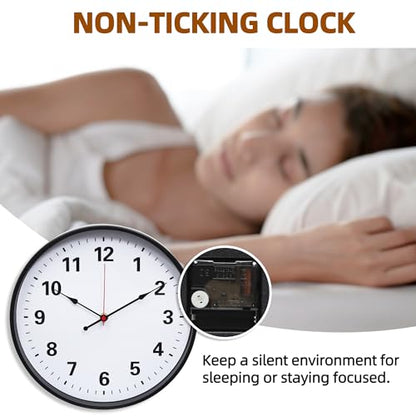 LEIKE Metal Wall Clock 12IN Black, Retro Silent Quartz Battery Operated, Decorative for Patio, Kitchen, Living Room, Bedroom, Pool - size: 12in