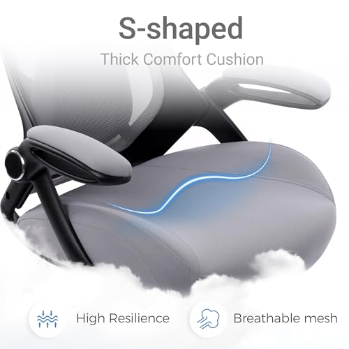 400lbs Heavy Duty Drafting Chair 5" Thickened Seat Office Chair with Flip-Up Armrests Tall Ergonomic Computer Chair with Lumbar Support and Adjustable Footrest Ring Standing Desk Chair(Grey) - color: Dark Drey