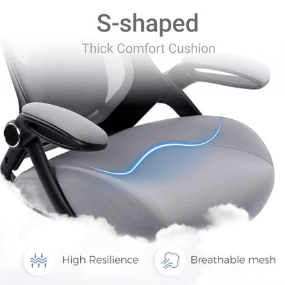 400lbs Heavy Duty Drafting Chair 5" Thickened Seat Office Chair with Flip-Up Armrests Tall Ergonomic Computer Chair with Lumbar Support and Adjustable Footrest Ring Standing Desk Chair(Grey) - color: Dark Drey