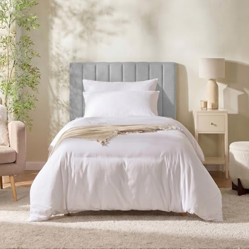 Nestl Upholstered Twin Headboard - Easy Assemble Channel Stitched Headboard Twin Size - Wall Mounted Headboards with 3D Soundproof Wall Panels Peel & Stick Floating Headboards, Silver - color: 06-silver, size: Twin