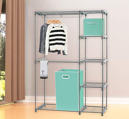 Simple Houseware Foldable Closet Laundry Hamper Basket, Turquoise - color: Turquoise