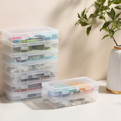 9 Pack Medium Clear Plastic Storage Boxes with Lids, Craft Jewelry Life Item Organizer for Puzzles, Pens, Rings, Needle and Thread, Nail Polish, Remote Controls - size: Medium - 9 Pack