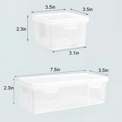 2 Pcs Mini Plastic Storage Containers Box with Lid, Mixed Sizes Rectangular Organizer for Small Items, Charger, Remote Control, Home, Office and School supplies, Stackable, Clear