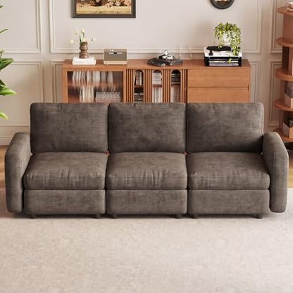 Miuuod 3-Seat Modular Sofa Couch with Ergonomic Cushions, Convertible Sleeper Loveseat for Living Room Bedroom Apartment, Brown Cloud Futon Lounge Sectional Furniture Set - color: Brown, style: 3 Seats（3 Seats only）