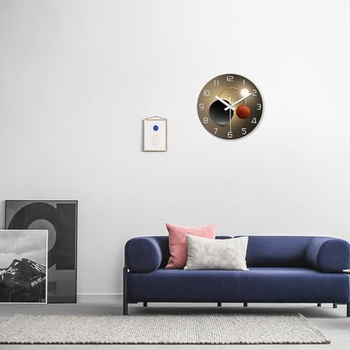 XNM Round Wall Clocks Battery Operated 14 Inch | Analog Battery Clock for Living Room Bedroom Kitchen Office Modern Analog Wall Clock Non Ticking - color: Black1, size: 14 Inch