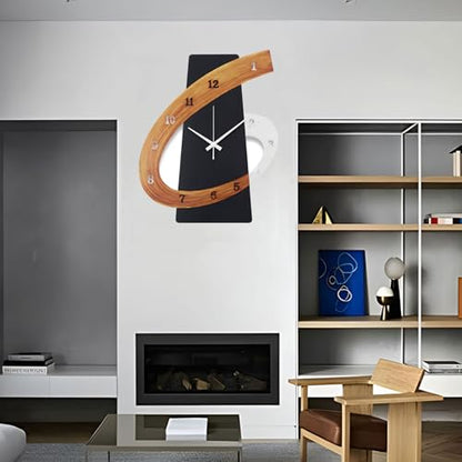 Modern Large Decorative Wall Clock，17 inch Black Silent Non-Ticking Nordic Metal Wall Clocks for Living Room Home Kitchen Bedroom Cafes Office Staircase，Arabic Numerals Quartz Clock(35x44cm) - size: 13.8x17.3IN(35x44cm)