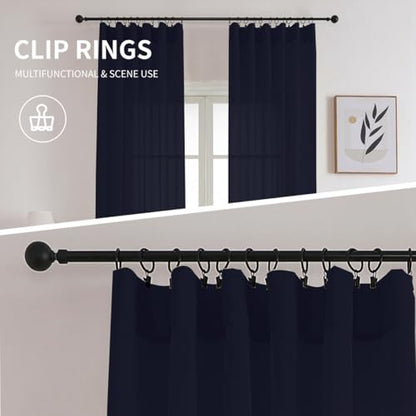 CUCRAF Sheer Curtains Panels for Living Room Bedroom Small Window Semi Treatment Drapes Voile Rod Pocket,Set of 2 (54 x 63 inches Long,Navy Blue) - color: Navy Blue, size: 54"W x 63"L (Pack of 2)
