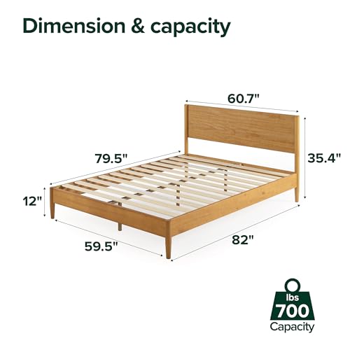 Zinus Allen Mid Century Wood Platform Bed Frame, Queen | Solid Wood Foundation, Wood Slat Support, No Box Spring Needed, Modern Low Profile Design, Easy Assembly - color: Natural, size: Queen