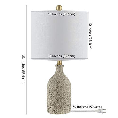 SAFAVIEH Lighting Collection Gunnar Farmhouse Grey Speckled Ceramic 23-inch Bedroom Living Room Home Office Desk Nightstand Table Lamp (LED Bulb Included)