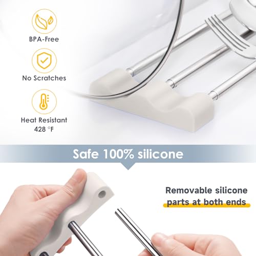 Tomorotec Adjustable Over-The-Sink Kitchen Rack, BPA-Free, White | Holds 16.5 Lbs; For Dishcloths, Sponges, and Brushes - Heat-Resistant Stainless Steel with Slim, Expandable Design - color: White