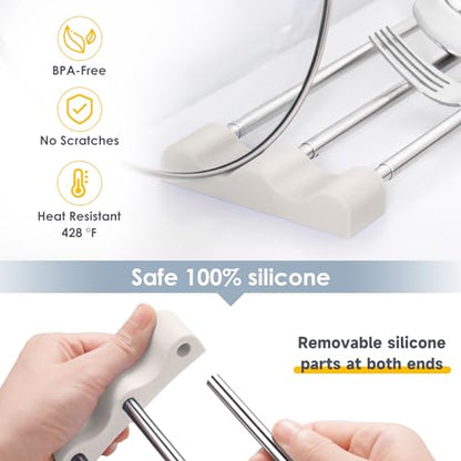 Tomorotec Adjustable Over-The-Sink Kitchen Rack, BPA-Free, White | Holds 16.5 Lbs; For Dishcloths, Sponges, and Brushes - Heat-Resistant Stainless Steel with Slim, Expandable Design - color: White