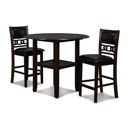 New Classic Furniture Gia 3-Piece Drop Leaf Counter Table Set with 2 Chairs, 42-Inch, Ebony - color: Ebony, size: Counter Set