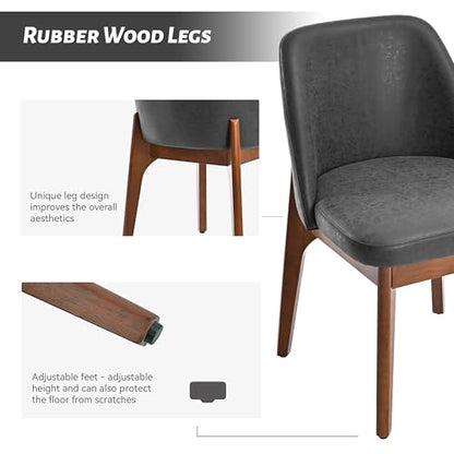 VKNOW Dining Chairs Set of 4, Faux Leather Wooden Kitchen Chairs, Black | Modern Upholstered Side Chair with Rubberwood Legs for Kitchen Dining Room Restaurant, No Wobble - color: Black, size: Set of 4