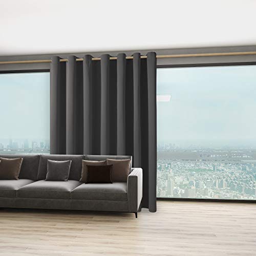 BONZER Dark Grey Room Divider Curtain Total Privacy Wall Screen Partitions | Grommet Thermal Insulated Soundproof Wide Blackout Curtains for Bedroom Living Room, 84L x 108W Inch (7L x 9W ft), 1 Panel - color: Dark Grey, size: 108"W x 84"L (Pack of 1)