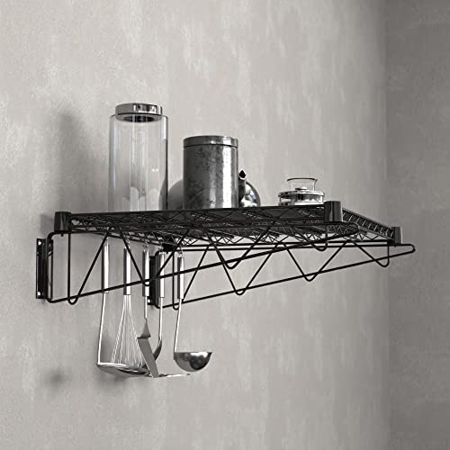 24" x 24" Black Epoxy Wire Wall Mount Shelf - color: Black, size: 24" x 24"