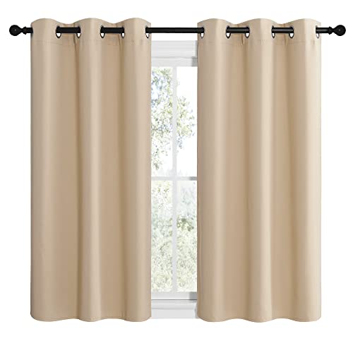 NICETOWN Room Darkening Draperies Window Curtain Panels, Thermal Insulated Grommet Room Darkening Curtains for Bedroom (Biscotti Beige, 2 Panels, W42 x L50 -inch) - color: Biscotti Beige, size: 42"W x 50"L (Pack of 2)
