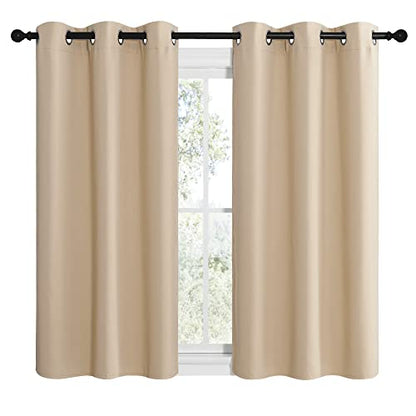 NICETOWN Room Darkening Draperies Window Curtain Panels, Thermal Insulated Grommet Room Darkening Curtains for Bedroom (Biscotti Beige, 2 Panels, W42 x L50 -inch) - color: Biscotti Beige, size: 42"W x 50"L (Pack of 2)