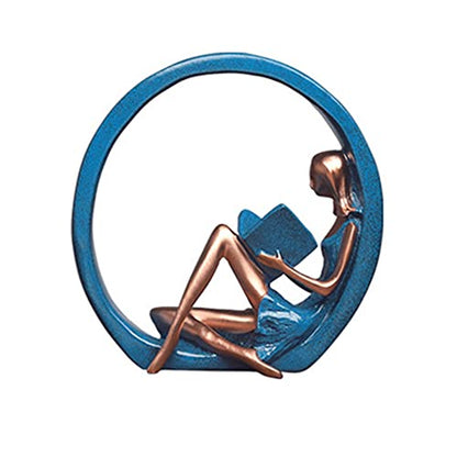 EKDJKK Resin Figurine Reading a Book Yoga Girl Bookshelf Bookcase Aesthetic Decoration Sculpture Accent Piece, Art Sculptures Modern Accents Figurine for Library Office Steel Statue Gifts