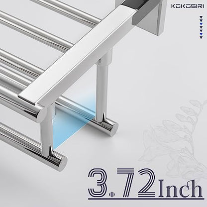 KOKOSIRI Bathroom Towel Rack Towel Holder 32 Inches Bath Towel Shelf with Double Towel Bars Wall Mounted, Polished Chrome Stainless Steel B6005CH-L32 - color: Polished Chrome, size: 32 Inch