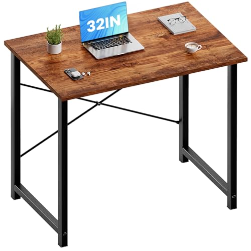 OLIXIS Small Computer Desk, Writing Desk, Home Office, 32 Inch | Study Table, X-Shaped Metal Frame, Scratch-Resistant Tabletop, Bedroom Spaces Setup, Rust - color: Sleek Rust, size: 32 Inch