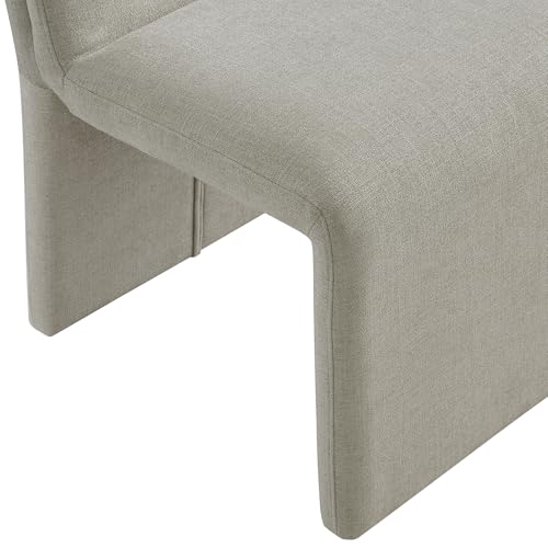 Modway Emory Fabric Slipper Dining Chair in Linen – Upholstered Armless Dining Side Chair – Versatile Modern Accent Chair or Vanity Chair - color: Linen