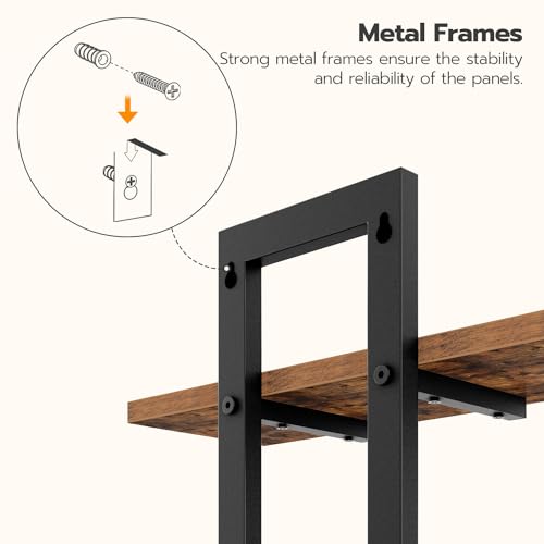 HOOBRO Floating Shelves, 15 Inch Wall Shelf Set of 3, Wall Mounted Storage Shelves 2-Tier, Hanging Bathroom Shelves, for Living Room, Bedroom, Bathroom, Kitchen, Rustic Brown and Black BF32BJP301 - color: Rustic Brown + Black