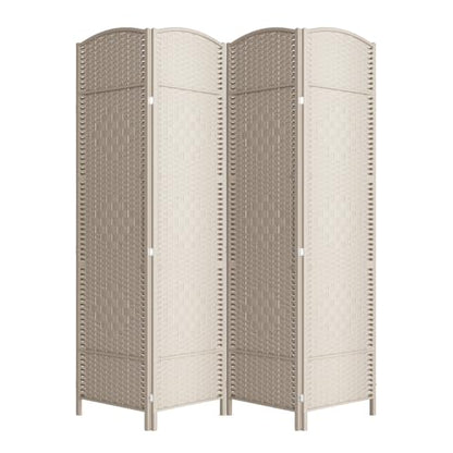 4 Panel Folding Room Divider,Woven Privacy Screen,Beige | Solid wood frame, handcrafted diamond pattern, 6FT tall, extends to 63 inches wide, no assembly required - color: Beige, size: 4-Panel