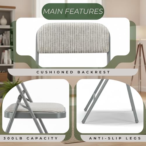 Pack of 2 (Fabric/Vinyl) Steel Frame Metal Foam Padded Folding Chairs (Black, Gray, White) (2-Pack - Fabric White) - color: 2-pack - Fabric White