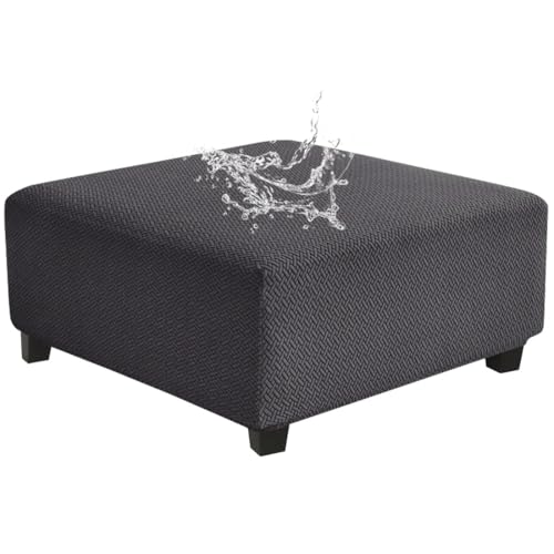 Levoberg Waterproof Square Ottoman Cover Large Square Folding Storage Ottoman Bench Slipcovers Footrest Stool Covers Oversized Ottoman Coffee Table Covers Cube with Elastic Bottom XL Dark Gray - color: Dark Gray, size: Square-XL