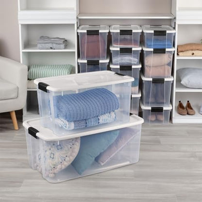 Sterilite 4 Pack Ultra Latching Box, Storage Bins with Lids, Clear Plastic, 70 Quart - Heavy-Duty Organizing Containers for Closet, Bathroom, and Office - size: 70 Quart