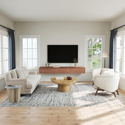 Floating TV Stand - Wall Mounted Mid Century Entertainment Center with 3 Storage Drawers, Modern Media Console Fits 65-100 Inches TV for Living Room (Walnut, 94.49", Wall Mounted (Floating)) - size: 94.49"