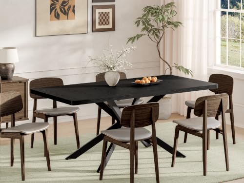 Extendable Dining Room Table for 4 6 8,55"-70" Kitchen Table Butterfly Leaf | Simply Flip Leaf Expandable Rectangle Dining Table Large Wood Table Space Saving Kitchen Dining Living Room Modern Black - color: Butterfly Leaf 55"-71" Black