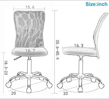 HGS Modern Armless Mesh Task Chair, Ergonomic Computer Chair, Mid-Back Rolling Swivel Chair with Lumbar Support, Height Adjustable, White - color: White
