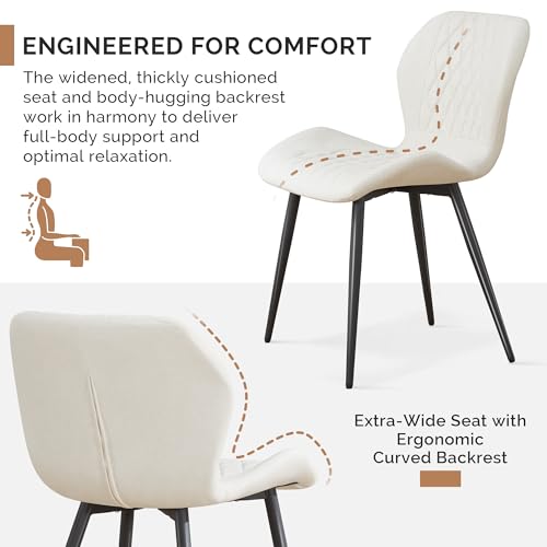 Dining Chair, Comfy Modern Dining Chairs with Thick Cushions, Upholstered Fabric Kitchen Side Chairs with Adjustable Metal Legs for Dining Room (Beige) - color: Beige, size: Set of 1