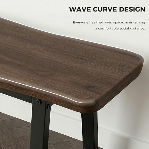 FUQARHY 59” Farmhouse Dining Bench Pair of 2, Long Kitchen Benches | 6-8 Person, Long Kitchen Table Benches, Entryway Bench, Indoor Bench Walnut - color: Walnut